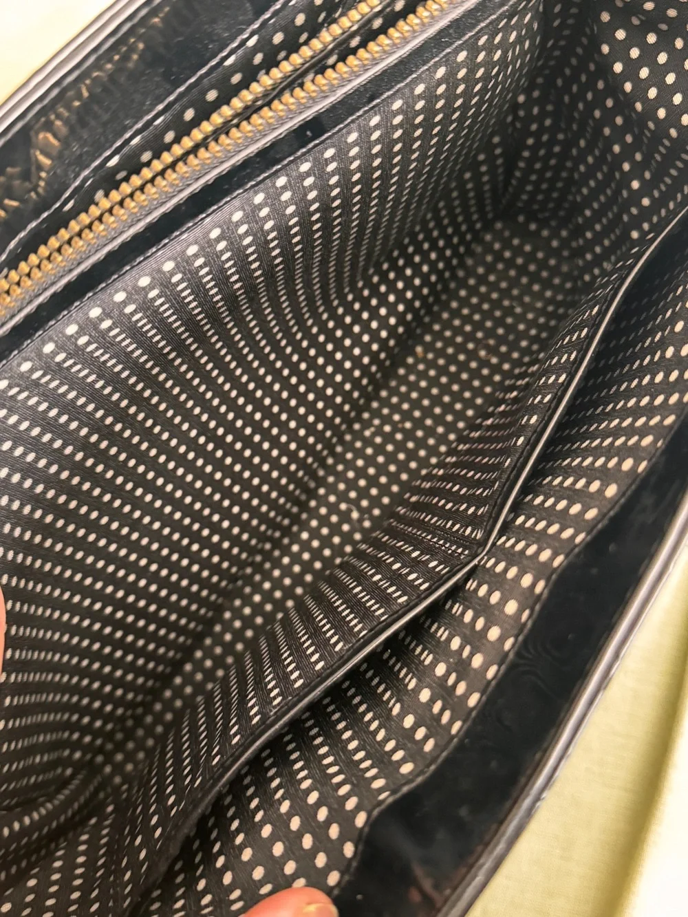 kate spade Black Patent Leather Tote with Quilted Circle Pattern